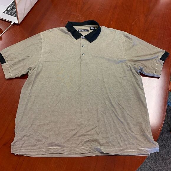 Hathaway Black & Tan Fine Stripe Golf Polo sz XL EUC - Picture 1 of 5